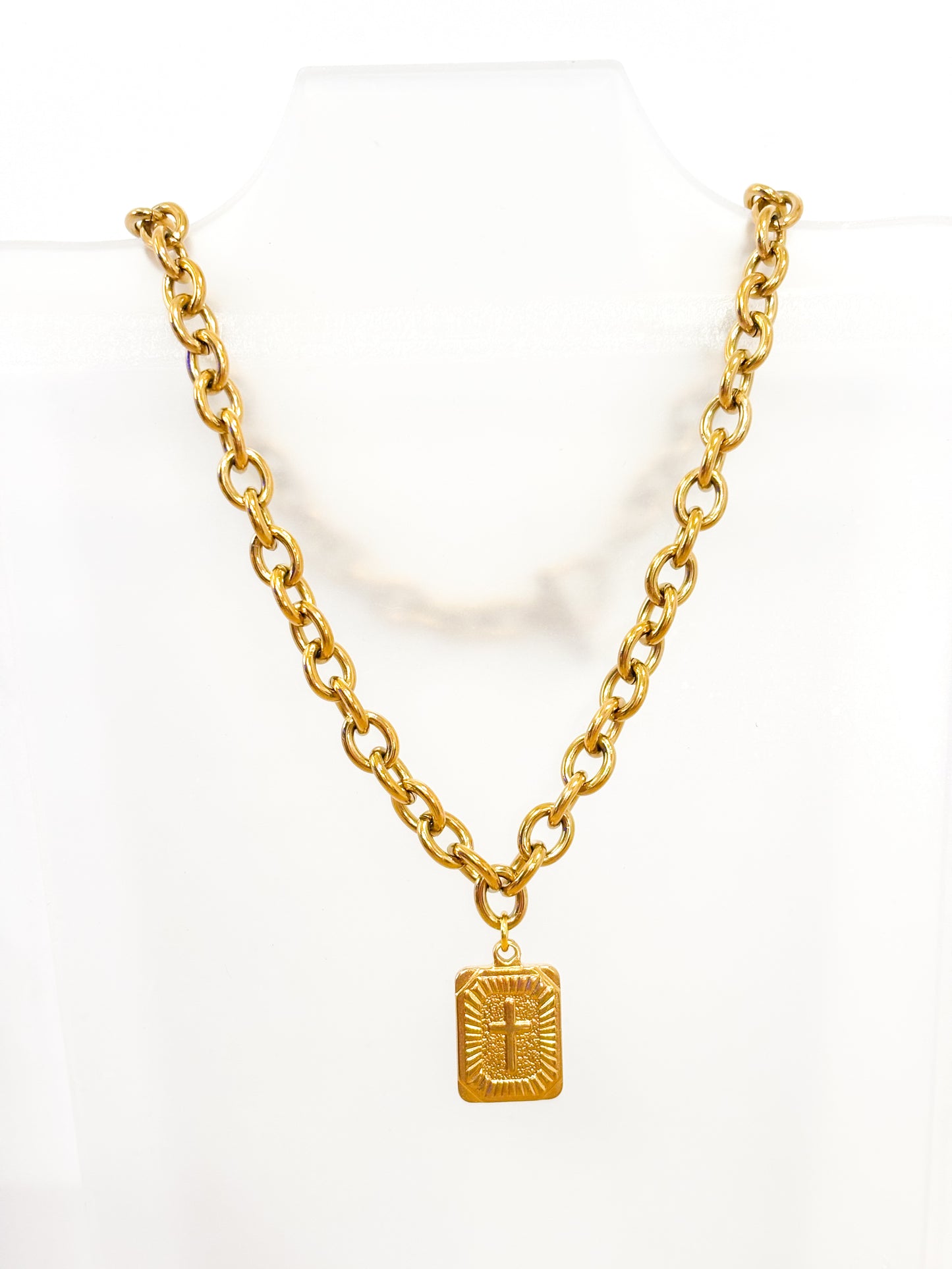 Radiant Cross Medallion Necklace