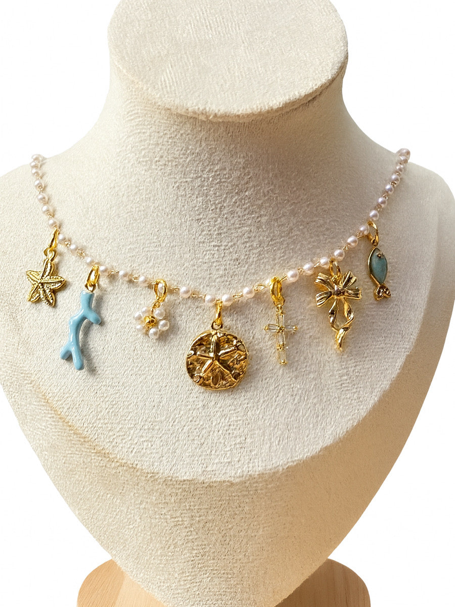 Ocean Blessings Pearl Charm Necklace
