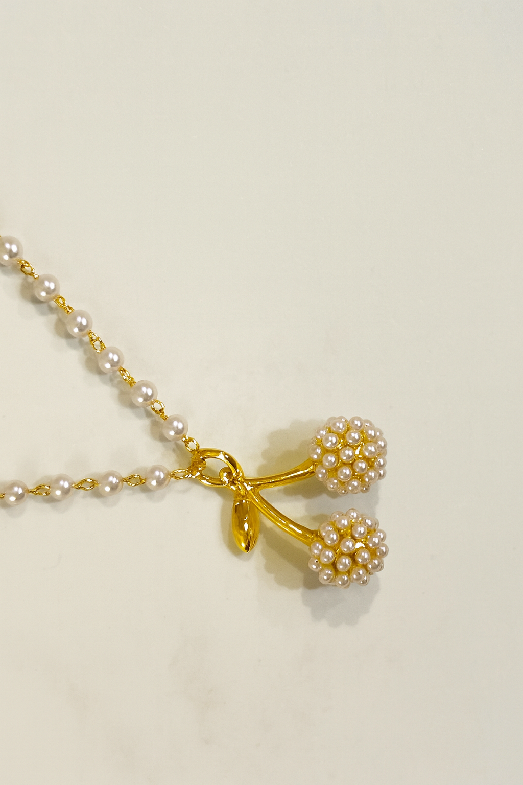 Pearl Cherry Charm Necklace