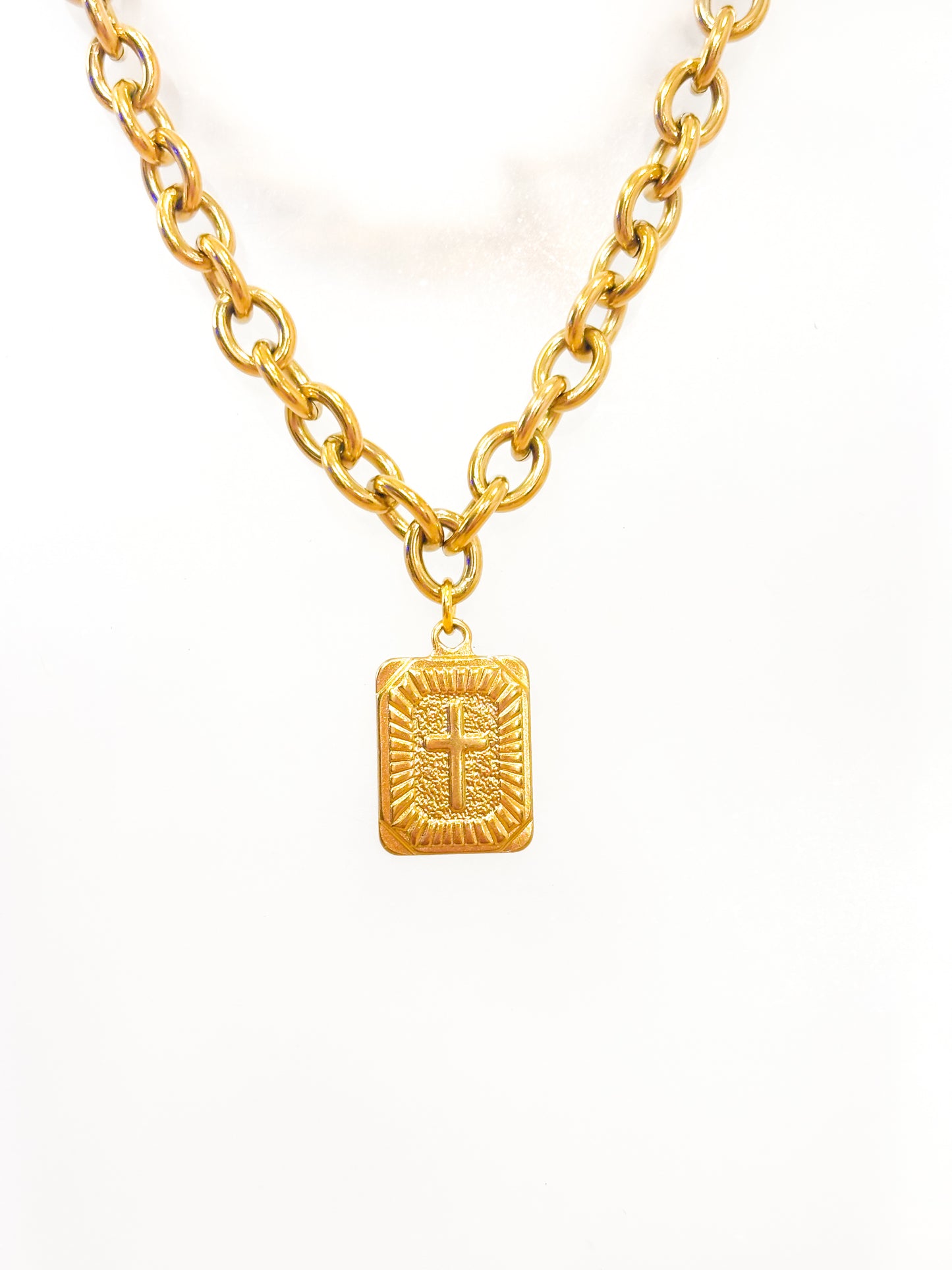 Radiant Cross Medallion Necklace