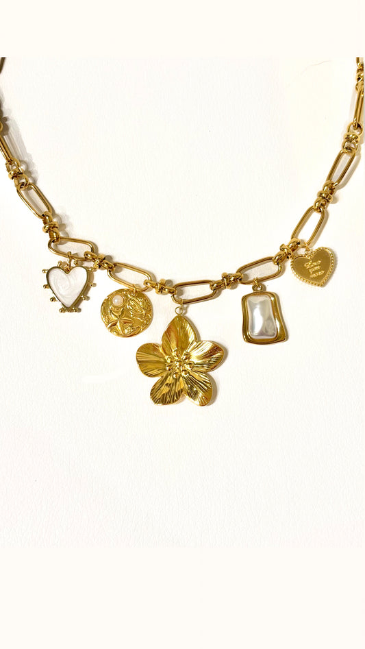 Golden Bloom Charm Necklace