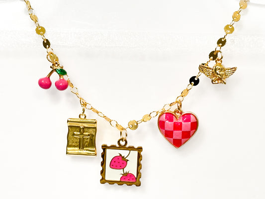 Strawberry Faith Charm Necklace