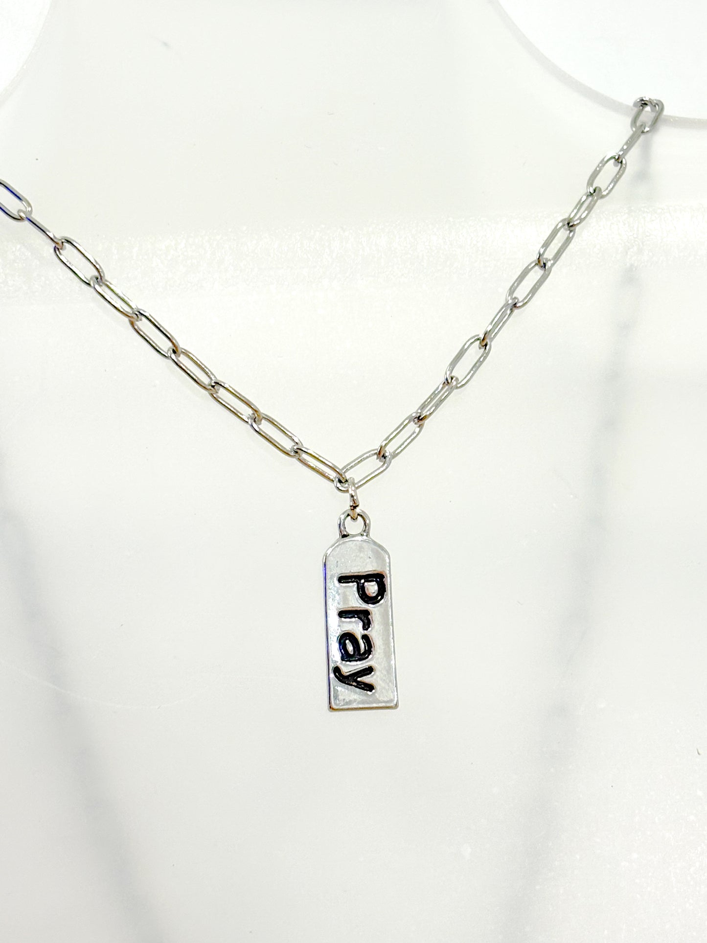 Silver Pray Pendant Necklace